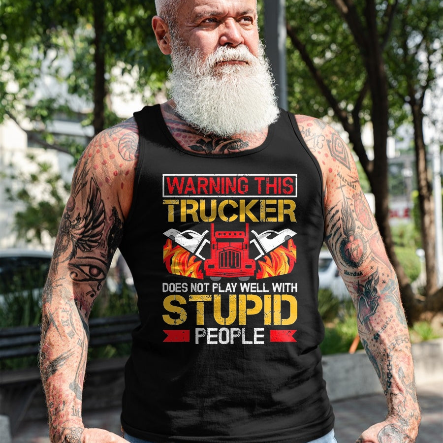 Best Truck Driver Life Shirt, Funny Trucker UnisexT-Shirt/Hoodie/Sweatshirt HLT00 - Funny Trucker Warning Semi Truck Driver Trucker T-Shirt, Men, Black, Large