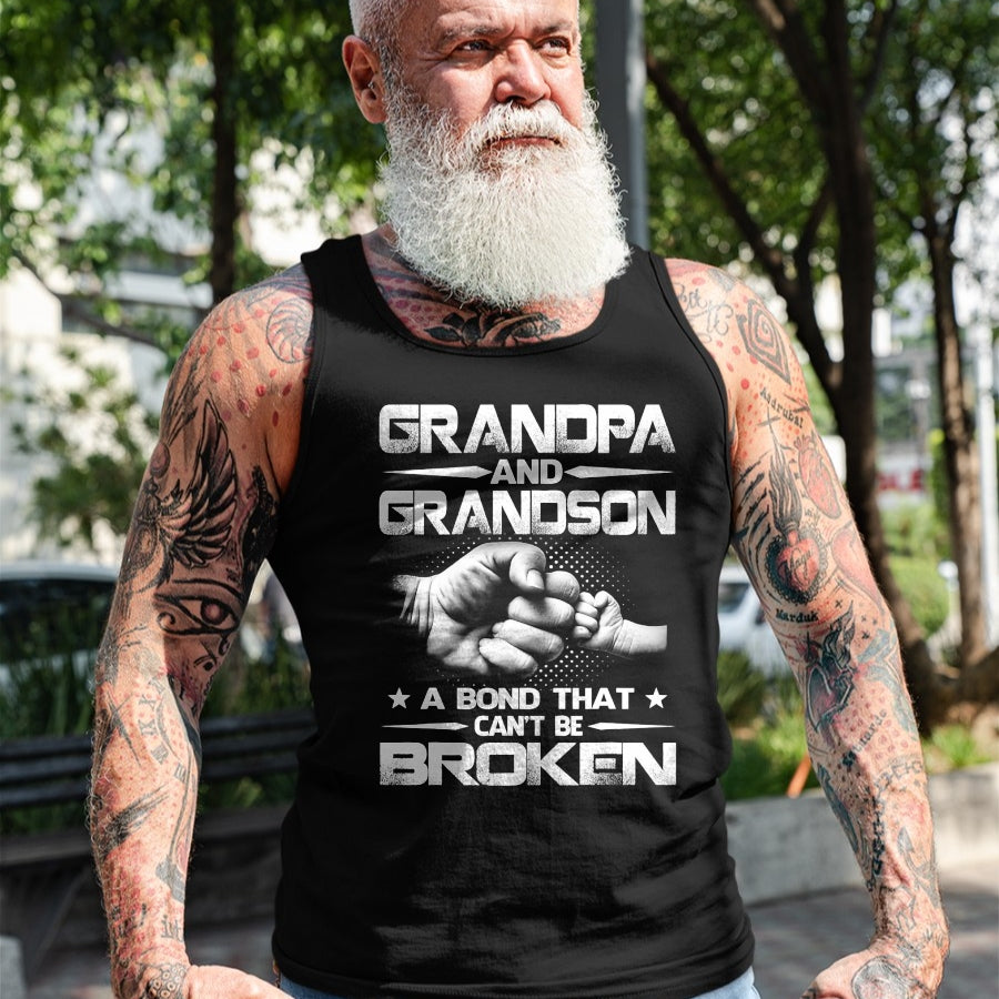 Best Grandpa Shirt, Proud Grandpa Unisex T-Shirt/Hoodie/Sweatshirt HLT00 - Grandpa And Grandson A Bond That Can't Be Broken T-Shirt