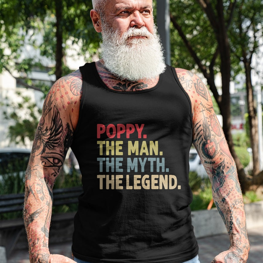 Best Grandpa Shirt, Proud Grandpa Unisex T-Shirt/Hoodie/Sweatshirt HLT00 - Poppy The Man The Myth the Legend Funny Grandpa Gift T-Shirt