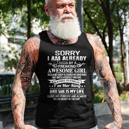 Best Husband Shirt, Wife and Husband Unisex T-Shirt/Hoodie/Sweatshirt HLT00 - Sorry I Am Already Taken By Freaking Awesome Girl Gifts T-Shirt