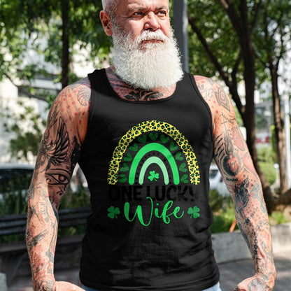 Best Wife Shirt, Wife and Husband Unisex T-Shirt/Hoodie/Sweatshirt HLT00 - Gift for wife T shirt, lucky wife   One Lucky Wife Leopard Rainbow Saint Patrick's Day T-Shirt