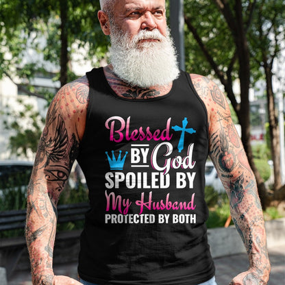 Best Wife Shirt, Wife and Husband Unisex T-Shirt/Hoodie/Sweatshirt HLT00 - Gift for wife T shirt, spoiled wife   Christian Wife Jesus Blessed By God Spoiled By My Husband T-Sh (2)