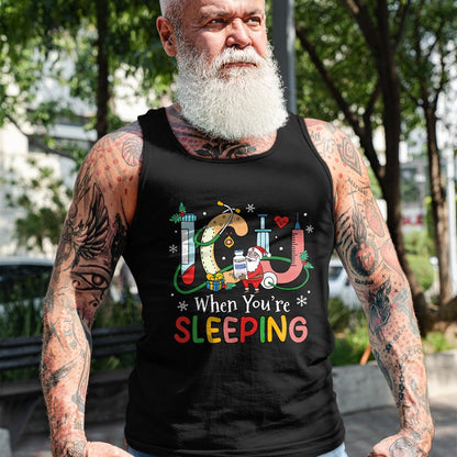 Funny Nurse Shirt, Nurse Unisex T-Shirt/Hoodie/Sweatshirt HLT00 - When You're Sleeping Funny ICU Nurse Christmas T-Shirt