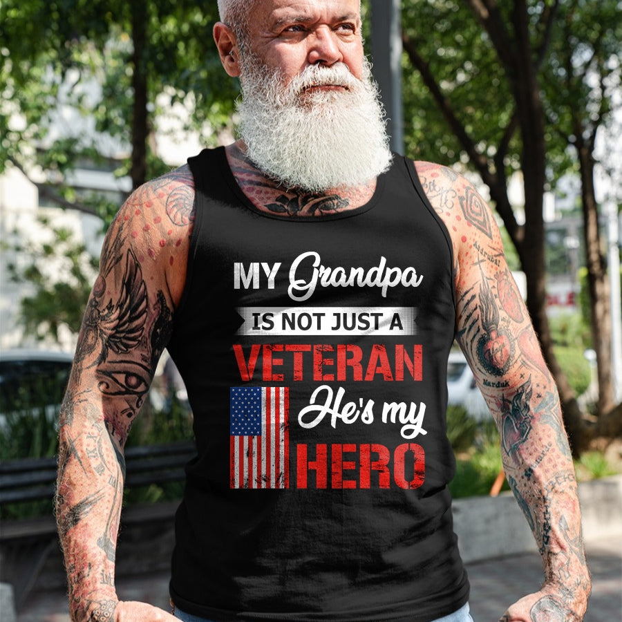 Best Grandpa Shirt, Proud Grandpa Unisex T-Shirt/Hoodie/Sweatshirt HLT00 - My Grandpa Is Not Just Veteran He Is My Hero Military T-Shirt