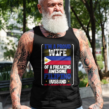 Best Wife Shirt, Wife and Husband Unisex T-Shirt/Hoodie/Sweatshirt HLT00 - Wedding Gift Proud Wife Freaking Awesome Filipino Husband T-Shirt