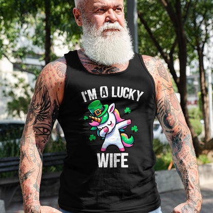 Best Wife Shirt, Wife and Husband Unisex T-Shirt/Hoodie/Sweatshirt HLT00 - Gift for wife T shirt, lucky wife   I'm a Lucky Wife Dabbing Cute Unicorn St. Patrick's Day T-Shirt (1)