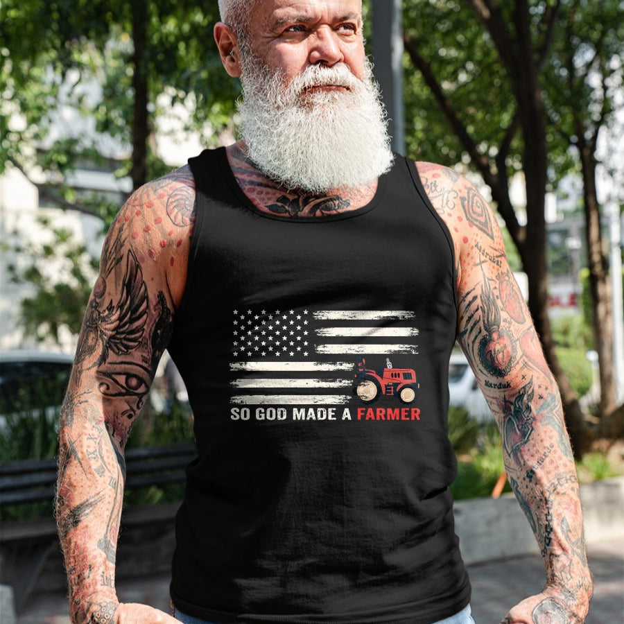 Best Farmer Life Shirt, Funny Farmer UnisexT-Shirt/Hoodie/Sweatshirt HLT00 - So God Made A Farmer, USA Flag of Farmer T-Shirt for Women Men