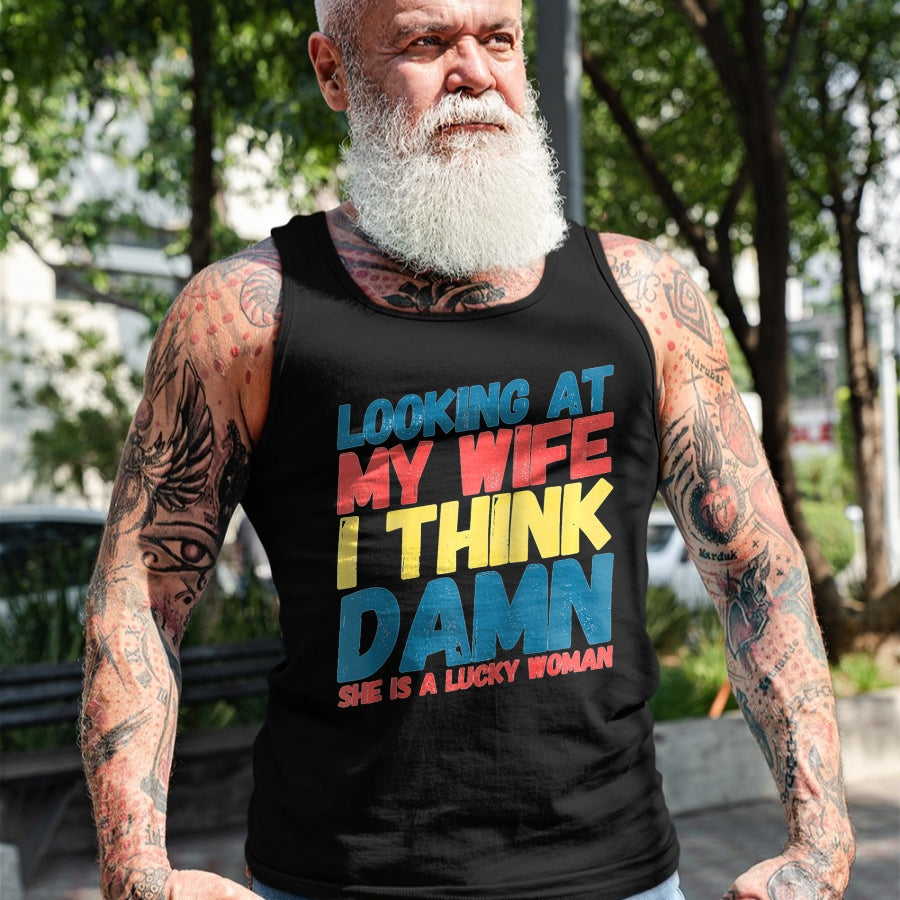 Best Wife Shirt, Wife and Husband Unisex T-Shirt/Hoodie/Sweatshirt HLT00 - Gift for wife T shirt, lucky wife   My Lucky Wife Best Crazy Husband Funny Married Couple Raglan Bas