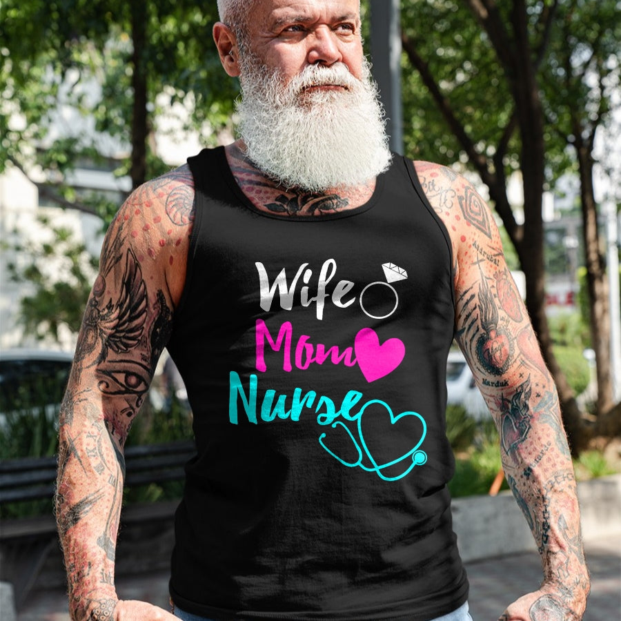 Funny Nurse Shirt, Nurse Unisex T-Shirt/Hoodie/Sweatshirt HLT00 - Wife Mom Nurse Gift Mothers Day Gift For RN LPN ICU Nurses T-Shirt