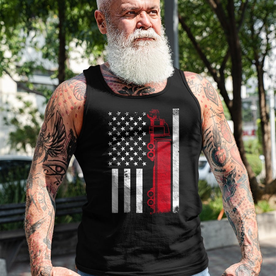 Best Truck Driver Life Shirt, Funny Trucker UnisexT-Shirt/Hoodie/Sweatshirt HLT00 - US American Flag Semi Truck Driver 18 Wheeler Trucker Gift Short Sleeve T-Shirt