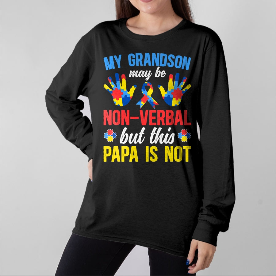 Best Grandpa Shirt, Proud Grandpa Unisex T-Shirt/Hoodie/Sweatshirt HLT00 - My Grandson Proud Autism Papa Autism Awareness For Papa T-Shirt