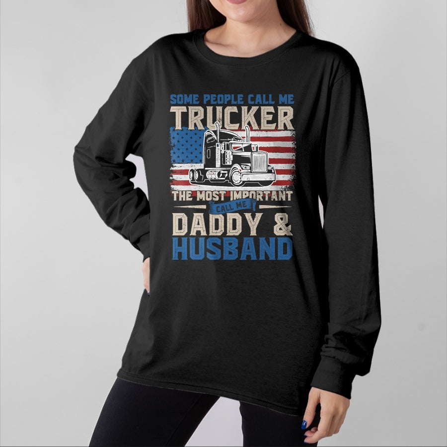 Best Truck Driver Life Shirt, Funny Trucker UnisexT-Shirt/Hoodie/Sweatshirt HLT00 - Semi Truck Driver, Trucker Daddy, Husband, US American Flag T-Shirt