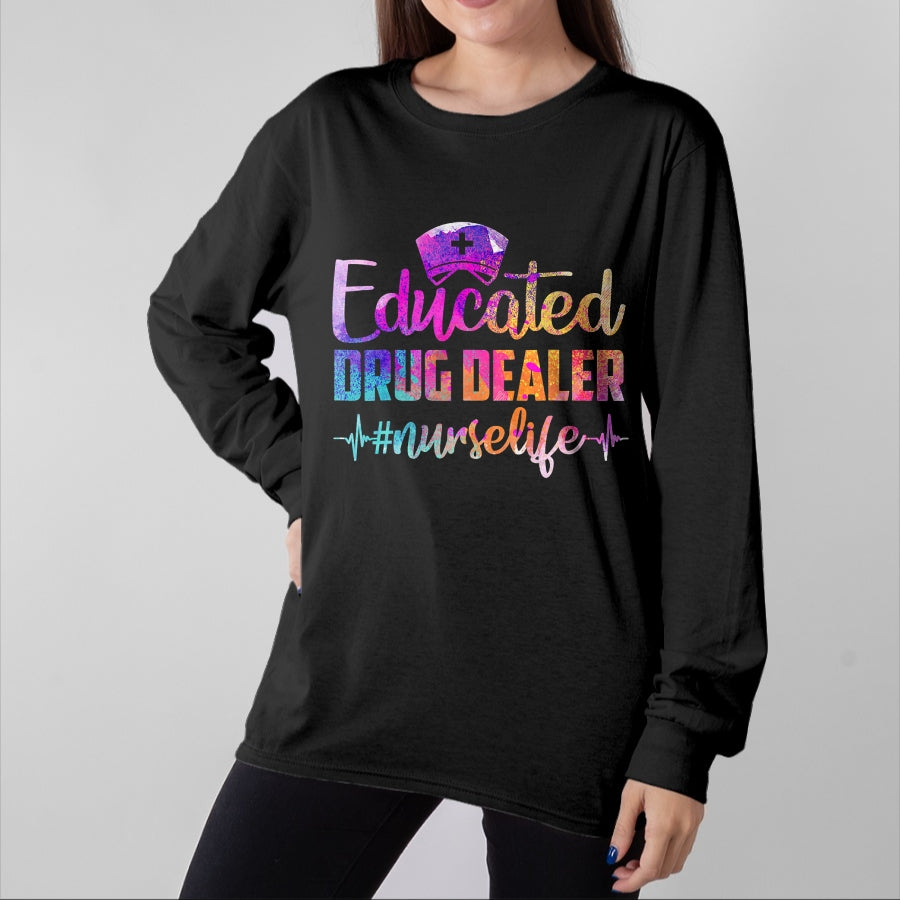 Funny Nurse Shirt, Nurse Unisex T-Shirt/Hoodie/Sweatshirt HLT00 - Educated Drug Dealer Nurse Life Funny Nurse Heart Beat T-Shirt (1)