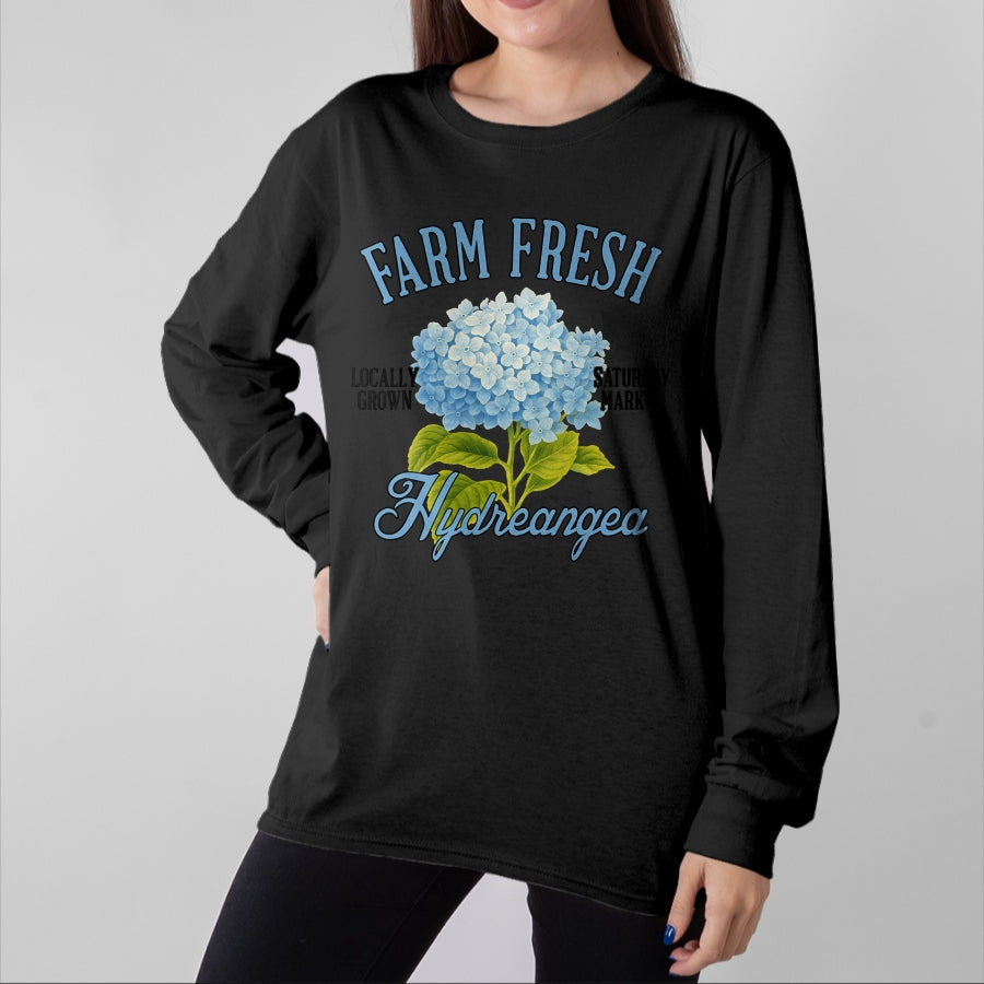 Best Farmer Life Shirt, Funny Farmer UnisexT-Shirt/Hoodie/Sweatshirt HLT00 - Hydrangea Farmers Market Gardening Farm A Fresh Hydrangea T-Shirt