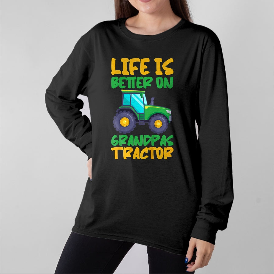 Best Farmer Life Shirt, Funny Farmer UnisexT-Shirt/Hoodie/Sweatshirt HLT00 - Young Farmer Funny Tractor Boy On Grandpas Tractor T-Shirt