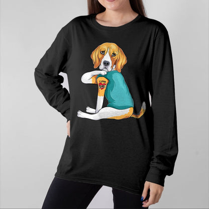 Dog Love Shirt, Dog Lover Gift T-Shirt/Hoodie/Sweatshirt HLT00 - Father_s Day gift funny dog Dad Beagle i love Dad tattoo T-Shirt