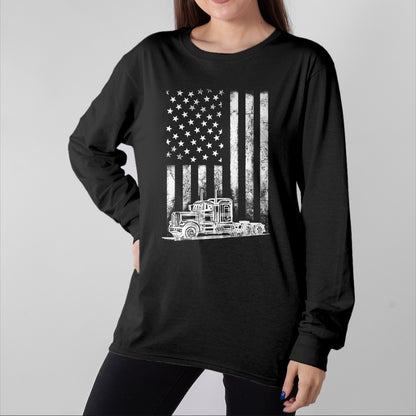 Best Truck Driver Life Shirt, Funny Trucker UnisexT-Shirt/Hoodie/Sweatshirt HLT00 - Truck Driver American Flag Trucker Vintage Men Women Gift T-Shirt Small