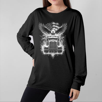 Best Truck Driver Life Shirt, Funny Trucker UnisexT-Shirt/Hoodie/Sweatshirt HLT00 - Trucker Patriotic American Flag Semi Truck Driver Eagle T-Shirt (3)