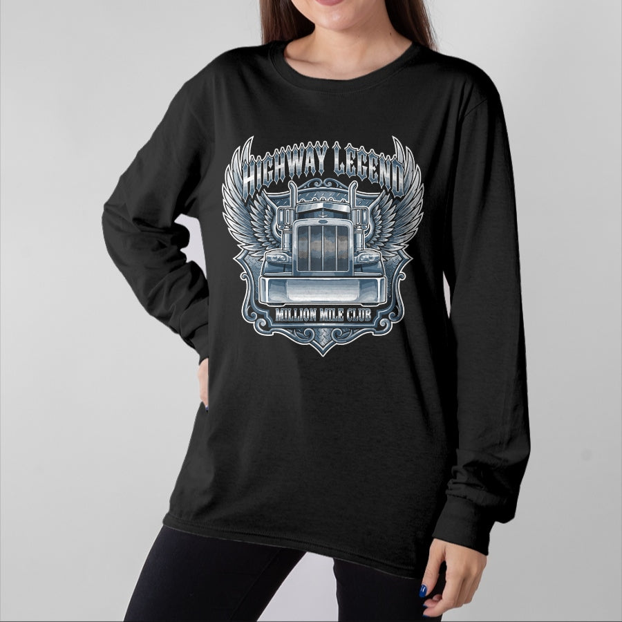 Best Truck Driver Life Shirt, Funny Trucker UnisexT-Shirt/Hoodie/Sweatshirt HLT00 - Million Mile Club Highway Legend Semi Truck Driver Trucker T-Shirt