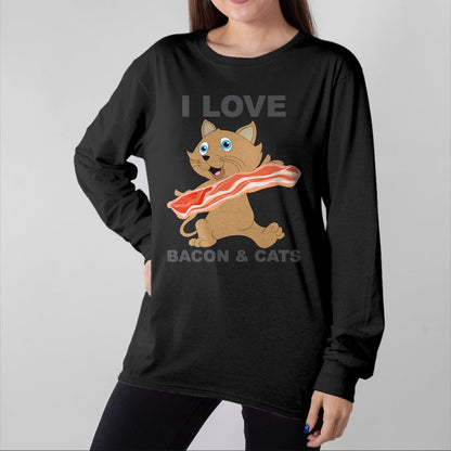 Cat Love Shirt, Funny Cat Lover Gift UnisexT-Shirt/Hoodie/Sweatshirt HLT00 - I love bacon and cats T-Shirt