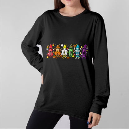 Best Teacher Shirt, Funny Teacher UnisexT-Shirt/Hoodie/Sweatshirt HLT00 - Halloween Crayons Teacher Spooky Teacher T-Shirt