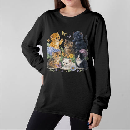Cat Love Shirt, Funny Cat Lover Gift UnisexT-Shirt/Hoodie/Sweatshirt HLT00 - Cat Flower Floral Cute Kitten Vintage Flowers Art Cat Lover T-Shirt