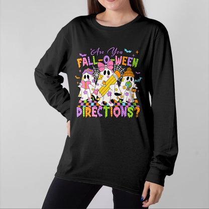 Best Teacher Shirt, Funny Teacher UnisexT-Shirt/Hoodie/Sweatshirt HLT00 - Halloween Floral Ghost Teacher are You Falloween Directions T-Shirt