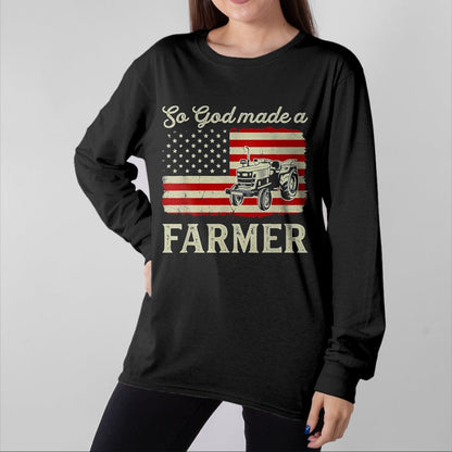 Best Farmer Life Shirt, Funny Farmer UnisexT-Shirt/Hoodie/Sweatshirt HLT00 - Vintage Old American Flag Patriotic So God Made A Farmer T-Shirt, Youth, Olive Green, Medium