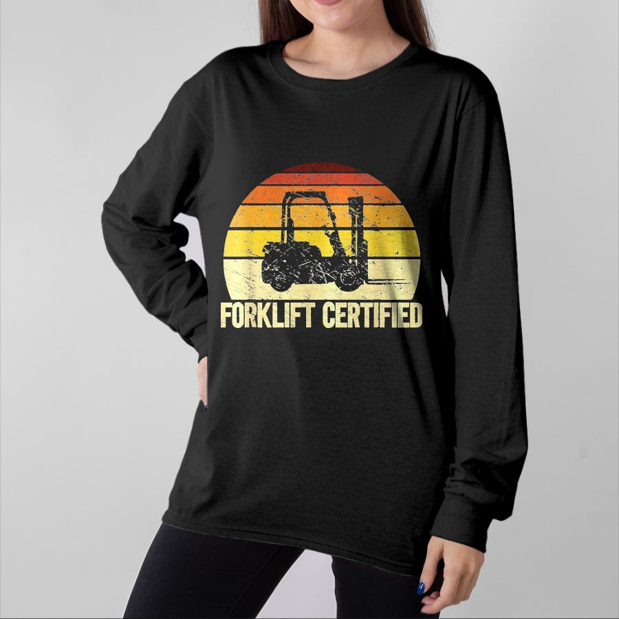 Best Truck Driver Life Shirt, Funny Trucker UnisexT-Shirt/Hoodie/Sweatshirt HLT00 - Retro Forklift Certified Forklift Operator Lift Truck Driver T-Shirt, Women, Purple Heather, X-Large