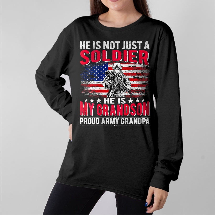 Best Grandpa Shirt, Proud Grandpa Unisex T-Shirt/Hoodie/Sweatshirt HLT00 - My Grandson Is A Soldier Hero Proud Army Grandpa Grandfather T-Shirt