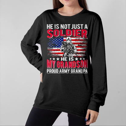 Best Grandpa Shirt, Proud Grandpa Unisex T-Shirt/Hoodie/Sweatshirt HLT00 - My Grandson Is A Soldier Hero Proud Army Grandpa Grandfather T-Shirt