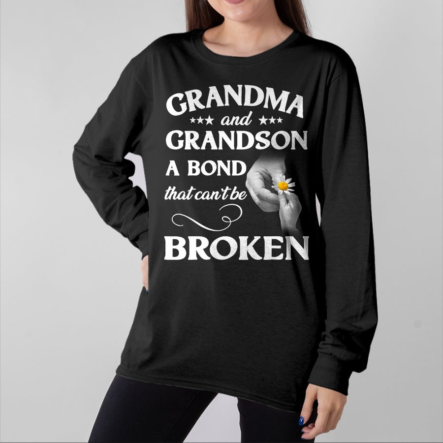 Best Grandma Shirt, Proud Grandma Unisex T-Shirt/Hoodie/Sweatshirt HLT00 - Grandma and Grandson A Bond That Can't Be Broken T-Shirt (2)