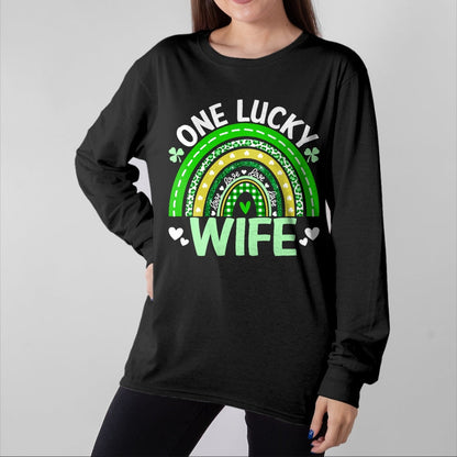 Best Wife Shirt, Wife and Husband Unisex T-Shirt/Hoodie/Sweatshirt HLT00 - Gift for wife T shirt, lucky wife   Womens St Patricks Day Clover One Lucky Wife Rainbow Shamrock Ta