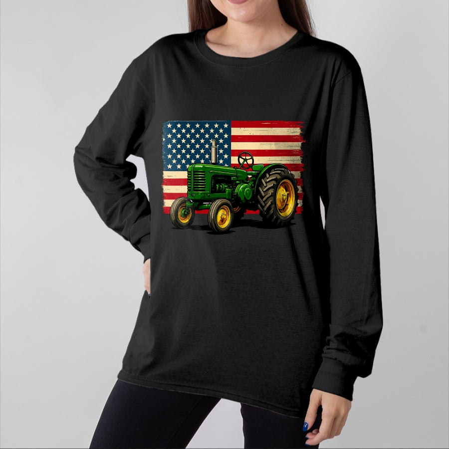 Best Farmer Life Shirt, Funny Farmer UnisexT-Shirt/Hoodie/Sweatshirt HLT00 - Farmer Tractor USA Flag 4th of July T-Shirt