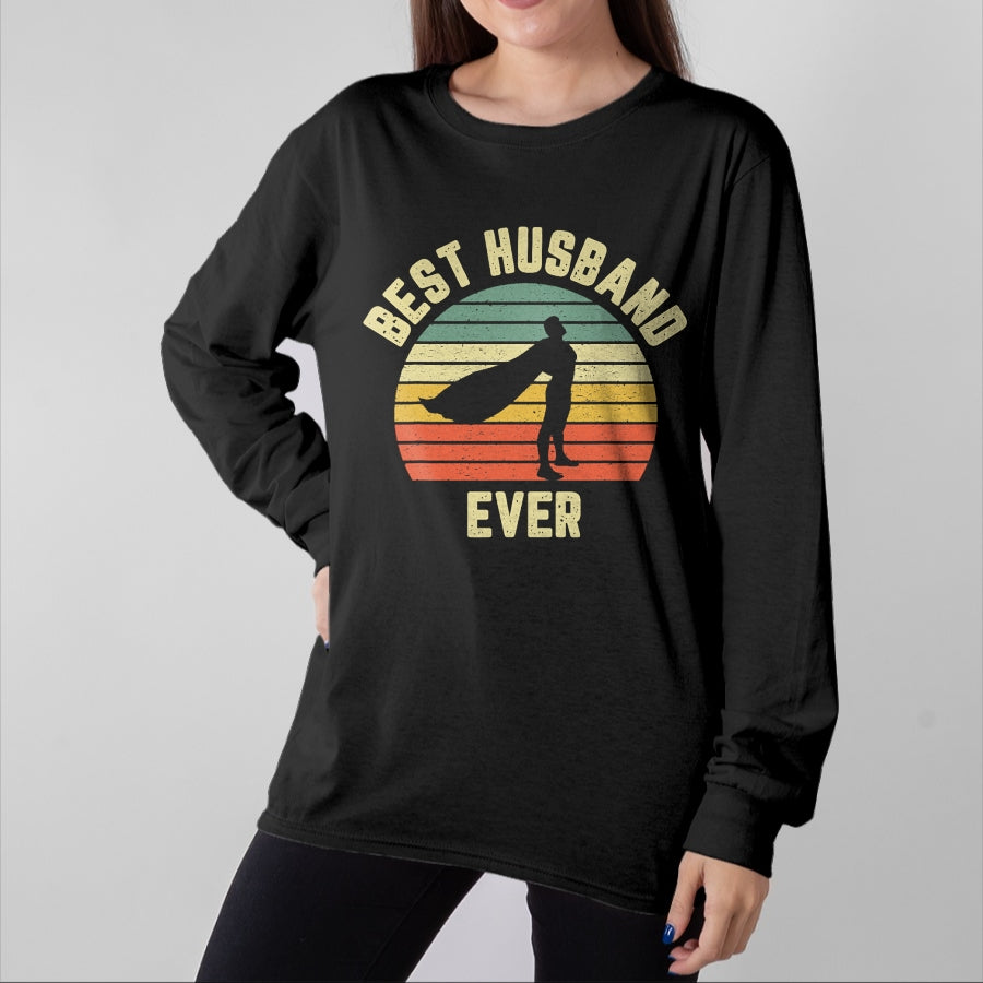 Best Wife Shirt, Wife and Husband Unisex T-Shirt/Hoodie/Sweatshirt HLT00 - Vintage Best Husband Ever Superhero Fun Retro Graphic T-Shirt