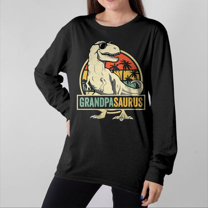 Best Grandpa Shirt, Proud Grandpa Unisex T-Shirt/Hoodie/Sweatshirt HLT00 - Grandpasaurus T Rex Dinosaur Grandpa Saurus Family Matching T-Shirt (1)