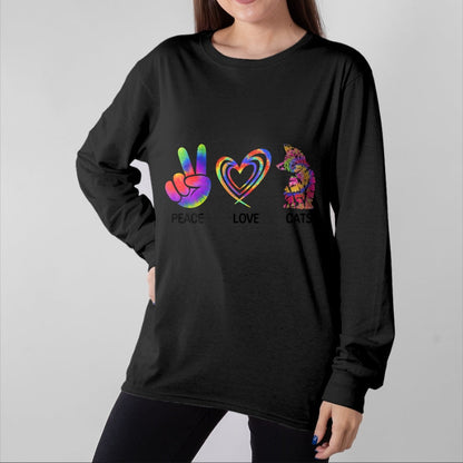 Cat Love Shirt, Funny Cat Lover Gift UnisexT-Shirt/Hoodie/Sweatshirt HLT00 - Peace Love Cats Funny Kitty Cat Lover T-Shirt (2)