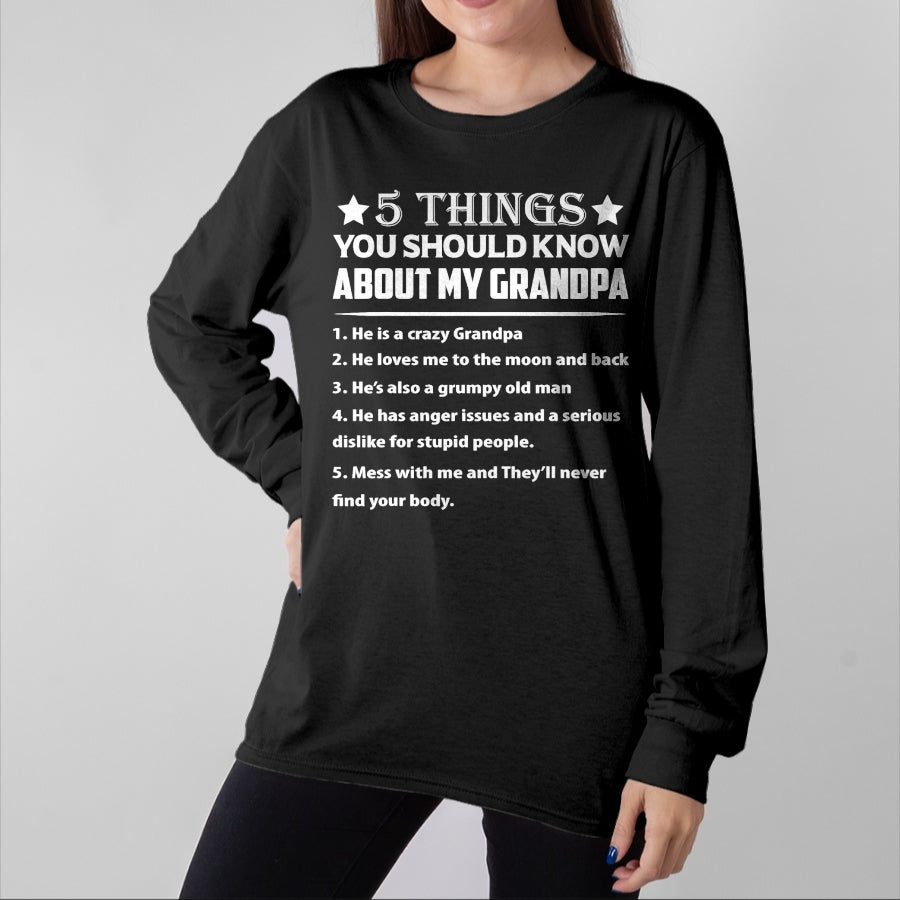 Best Grandpa Shirt, Proud Grandpa Unisex T-Shirt/Hoodie/Sweatshirt HLT00 - 5 Things You Know About My Grandpa He Is My Grandpa T-Shirt (1)