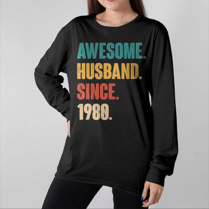 Best Wife Shirt, Wife and Husband Unisex T-Shirt/Hoodie/Sweatshirt HLT00 - Awesome Husband Since 1980 - 44th Wedding Anniversary Epic T-Shirt