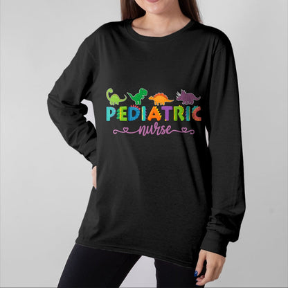 Funny Nurse Shirt, Nurse Unisex T-Shirt/Hoodie/Sweatshirt HLT00 - PICU Pediatric Nurse Dinosaurs Peds Nurse T-Shirt