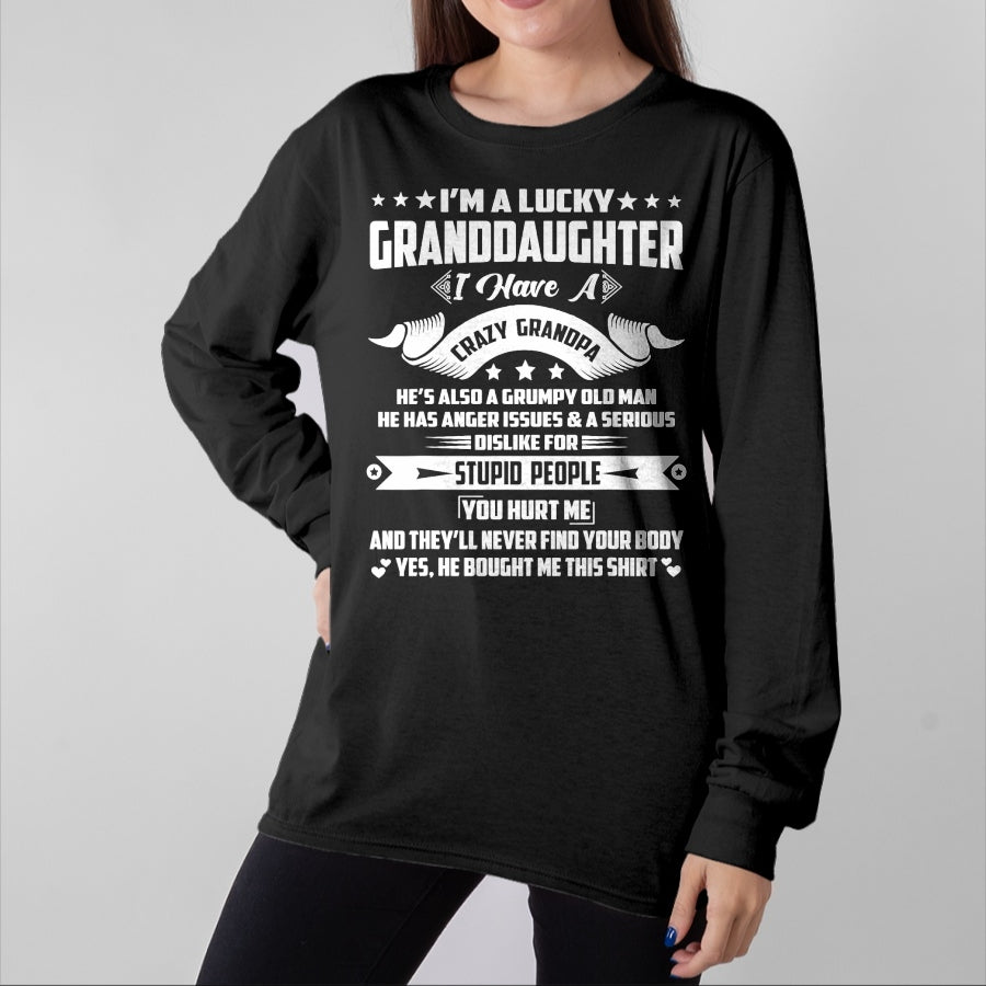 Best Grandpa Shirt, Proud Grandpa Unisex T-Shirt/Hoodie/Sweatshirt HLT00 - I'm A Lucky Granddaughter I Have A Grandpa Funny Family T-Shirt (1)
