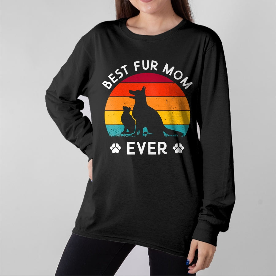 Dog Love Shirt, Dog Lover Gift T-Shirt/Hoodie/Sweatshirt HLT00 - Funny Best Fur MOM Ever Vintage Retro Dog and Cat Owner Love T-Shirt (2)