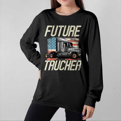Best Truck Driver Life Shirt, Funny Trucker UnisexT-Shirt/Hoodie/Sweatshirt HLT00 - Future Trucker Truck Driver Semi Kids Son Daughter Clothing T-Shirt, Youth, Red, Small