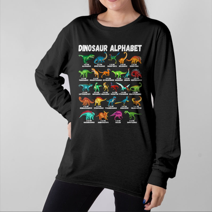 Best Dinosaur Lover Shirt, Funny Dinosaur UnisexT-Shirt/Hoodie/Sweatshirt HLT00 - Types of Dinosaurs Alphabet A-Z ABC Dino Identification T-Shirt Small