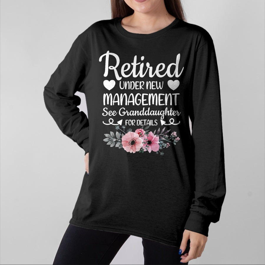 Best Grandpa Shirt, Proud Grandpa Unisex T-Shirt/Hoodie/Sweatshirt HLT00 - Retired Under New Management Granddaughter Grandma Grandpa T-Shirt (1)
