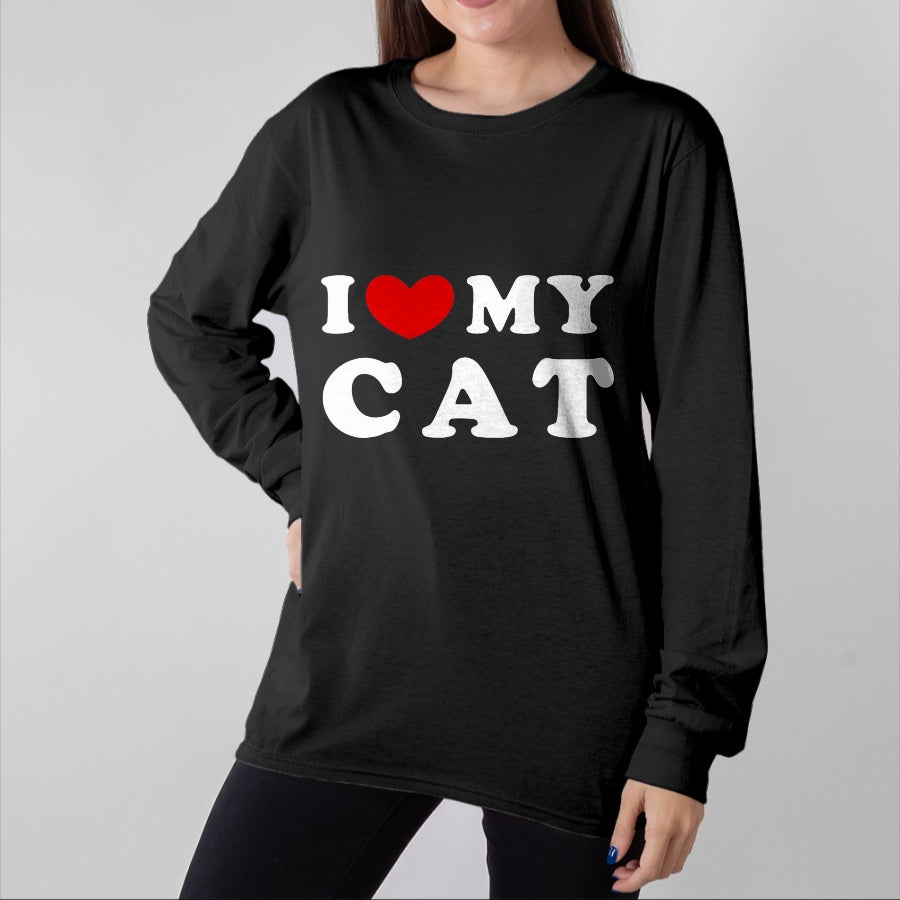 Cat Love Shirt, Funny Cat Lover Gift UnisexT-Shirt/Hoodie/Sweatshirt HLT00 - I Love My Cat, I Heart My Cat T-Shirt, Men, Dark Heather Grey, Large