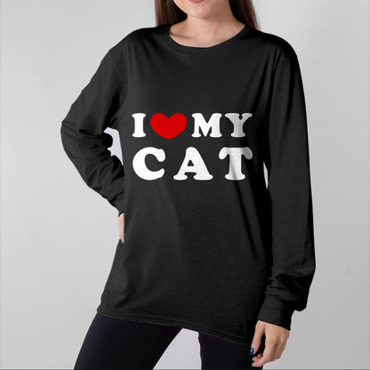 Cat Love Shirt, Funny Cat Lover Gift UnisexT-Shirt/Hoodie/Sweatshirt HLT00 - I Love My Cat, I Heart My Cat T-Shirt, Men, Dark Heather Grey, Large