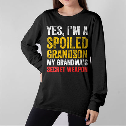 Best Grandma Shirt, Proud Grandma Unisex T-Shirt/Hoodie/Sweatshirt HLT00 - Yes I'm a Spoiled Grandson T-Shirt (1)