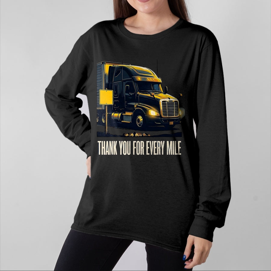 Best Truck Driver Life Shirt, Funny Trucker UnisexT-Shirt/Hoodie/Sweatshirt HLT00 - Thank You For Every Mile Truck Driver Appreciation Week Gift T-Shirt, Men, Pink, XX-Large