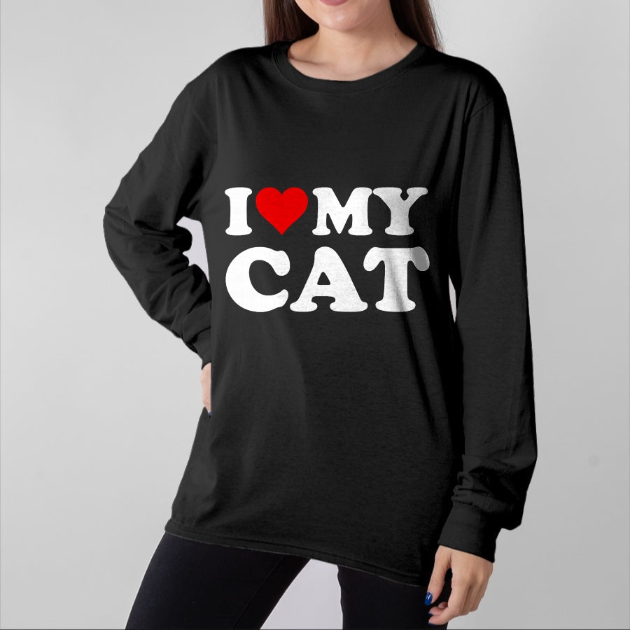 Cat Love Shirt, Funny Cat Lover Gift UnisexT-Shirt/Hoodie/Sweatshirt HLT00 - Red Heart I Love My Cat T-Shirt